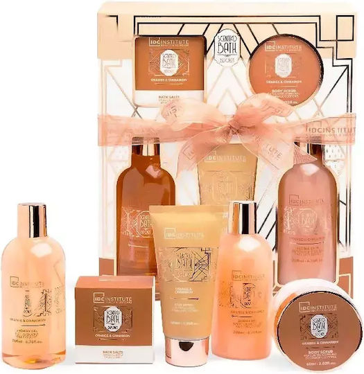 IDC Institute Scented Bath Orange & Cinnamon Skin Care Set for Body Cleaning 5pcs