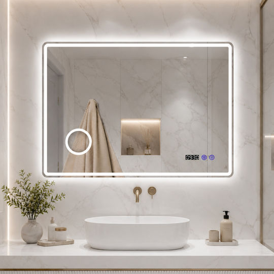 Futura F-1030 Oglindă Rectangulară cu Mărire cu Lumini LED cu Atingere 120x80cm Futura F-1030 Oglindă Rectangulară cu Mărire cu Lumini LED cu Atingere 120x80cm