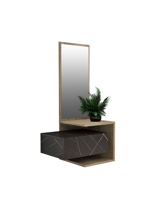 Maira Entry Furniture with Mirror Σονόμα-black Marble 49.1x31.3x90cm