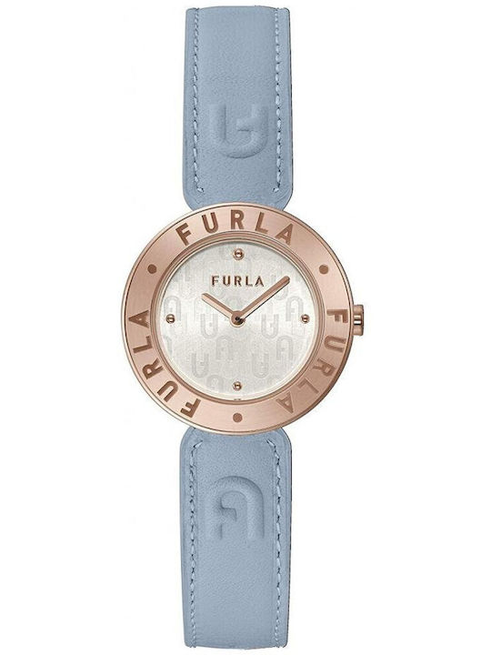 Furla Damen Uhr mit Light Blue Lederarmband