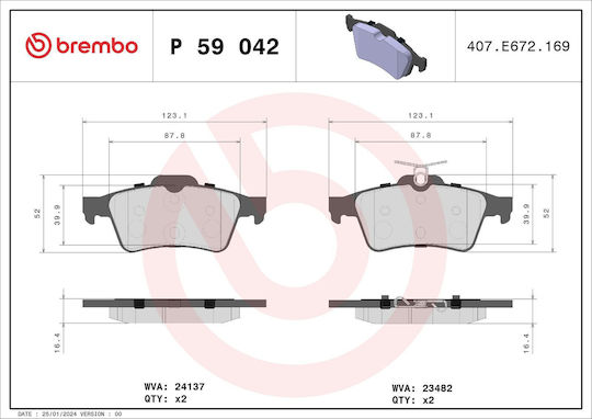 Set Plăcuțe de Frână Brembo Disc Frână P 59 042