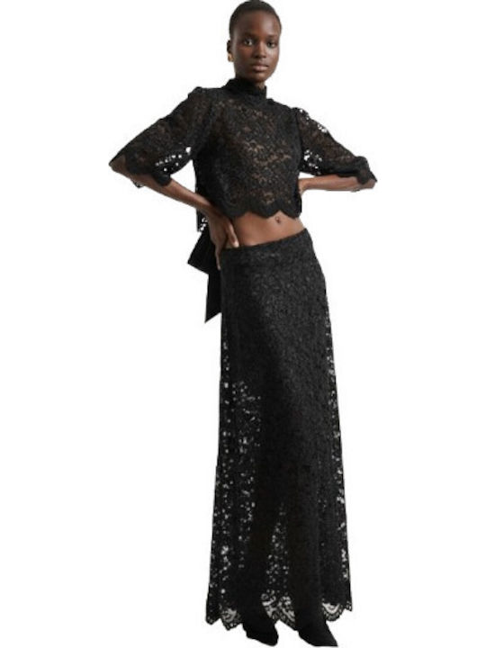 Be You Women's Crop Top with 3/4 Sleeve Black