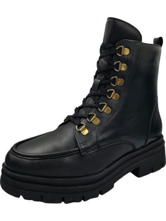 Leder Stiefeletten Damen Schwarz