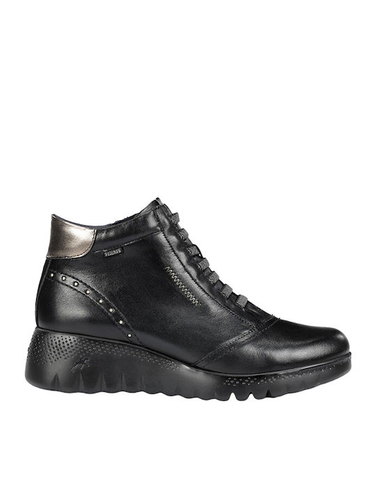 Leder Stiefeletten Damen Schwarz