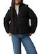 Women's Short Lifestyle Jacket for Spring or Autumn with Detachable Hood Black
