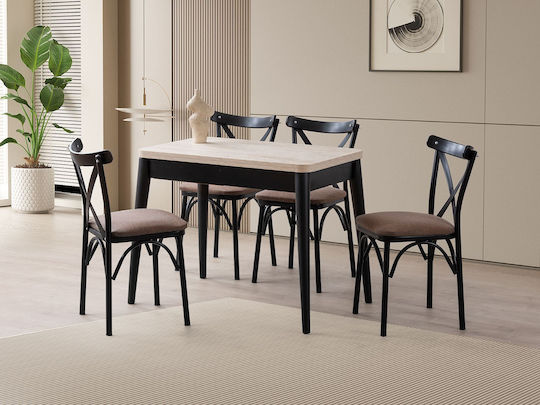 Dolunay Τραπεζαρίας Επεκτεινόμενο Travertine Black 100x60x75εκ. Dolunay Τραπεζαρίας Επεκτεινόμενο Travertine Black 100x60x75εκ.