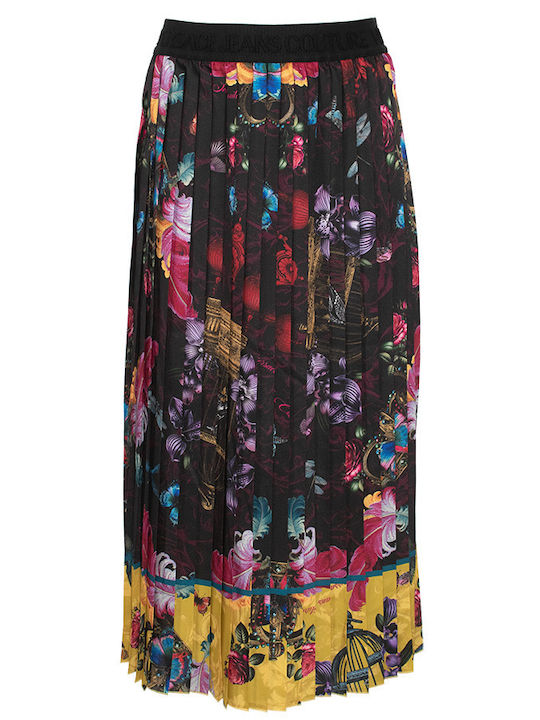 Versace Satin,σατεν Plissiert Hochtailliert Midi Rock Black