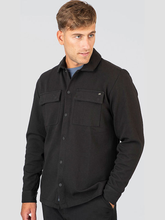 Μακρυμάνικo Overshirt σε Oversized Γραμμή Μαύρο