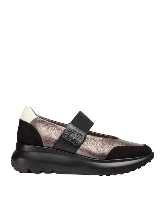 Leder Damen Loafers in Gray Farbe
