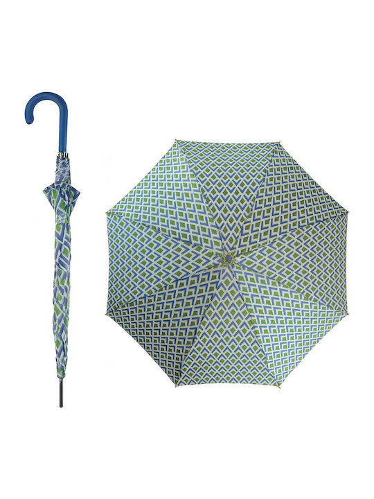 Rain Automatic Umbrella with Walking Stick Green