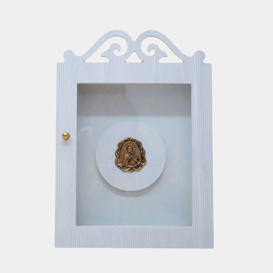 WoodStudio Wall-Mounted Rectangle Wedding Crown Case Wooden White 36x26cm