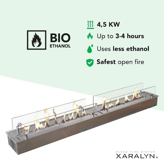 Xaralyn Burner Schreibtisch Bioethanol Kamine Innenbereich Silber 120x15.7x8.4cm