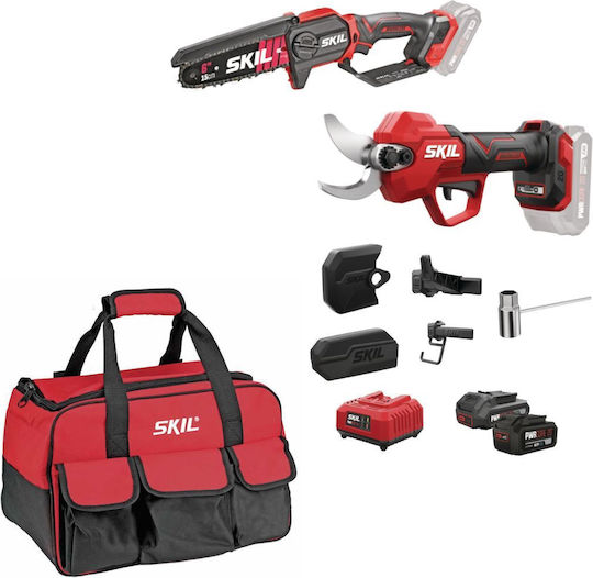 Skil D00426 Σετ Αλυσοπρίονο & Ψαλίδι Κλαδέματος Brushless 20V με 2 Μπαταρίες 2Ah και Θήκη