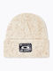Ellipse Patch Waffle Beanie Unisex Căciulă cu Tricotaj Rib în culoarea Bej