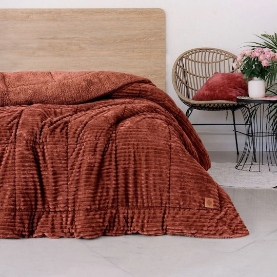 Cottonbox Διπλό 215x195εκ. Wave Wave Brick Red