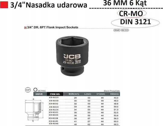 JCB Socket with Frame Host 3/4" Diameter 36mm