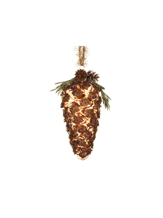 Hanging Pine Nut Glass Christmas Tree Ornament Brown 6x12.5cm
