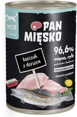 Pan Miesko Wet Food for Adult Cats in Cans with Chicken and Cod 400gr