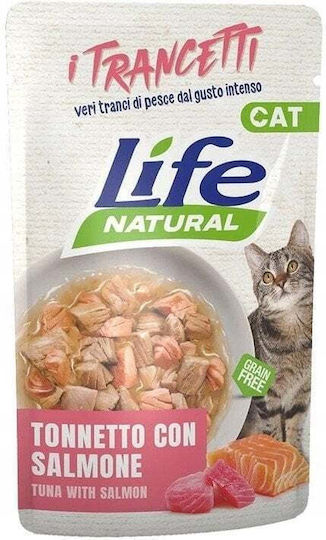 Nassfutter für Katzen in Beutel mit Thunfisch und Lachs 55gr