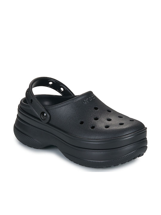 Crocs Classic Stacked Γυναικεία Σαμπό Μαύρα