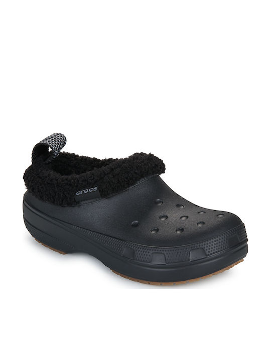 Crocs Класически Анатомични Дамски Сандали с Козина Черни