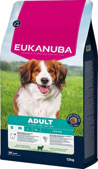 Eukanuba 12kg Ξηρά Τροφή για Ενήλικους Σκύλους Μικρόσωμων & Μεσαίων Φυλών με Αρνί και Ρύζι