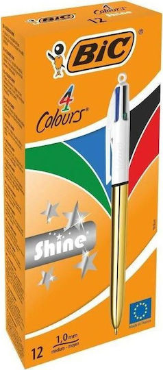 Bic Colours Shine Pen Ballpoint Gold with Gold Ink 12pcs
