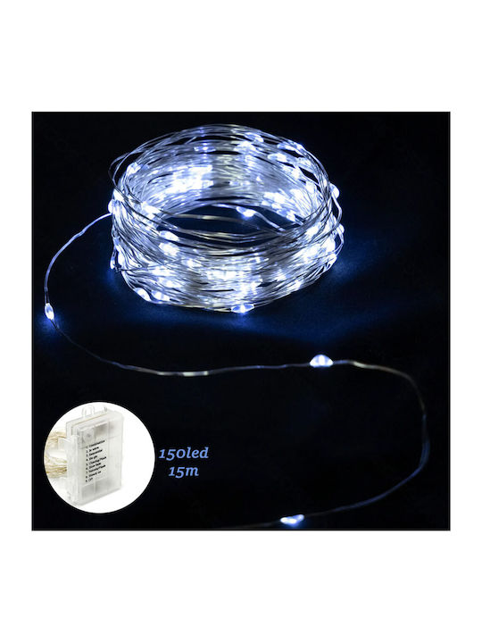 150 Lichterketten LED 15m. Kaltes Weiß Batterie in Zeichenfolge 1Stück