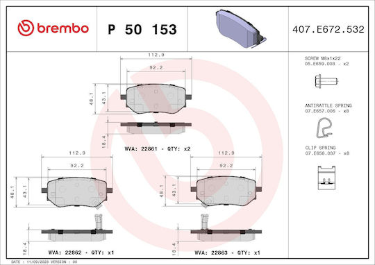 Brembo Комплект Спирачни Накладки Дискова Спирачка P 50 153