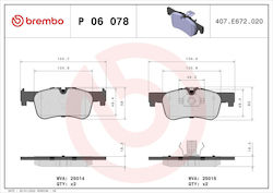 Set Plăcuțe de Frână Brembo Disc Frână P 06 078 Set Plăcuțe de Frână Brembo Disc Frână P 06 078