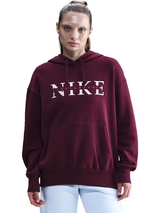 Lang Damen Sweatshirt Kapuzen Bordeaux
