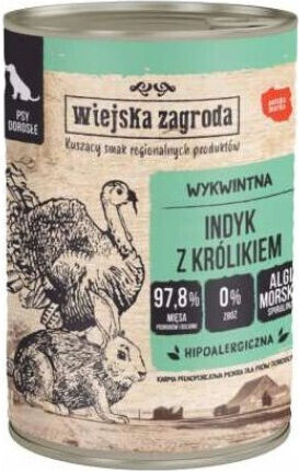 Wiejska Zagroda Υγρή Τροφή Σκύλων σε Κονσέρβα με Γαλοπούλα και Κουνέλι 400gr