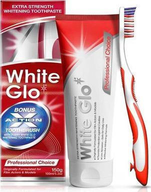 White Glo Whitening Toothpaste Extra Strength 2 1 Mouthwash 100ml + Toothbrush