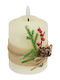 Christmas Plastic White Battery Candle 12.5x7.5cm