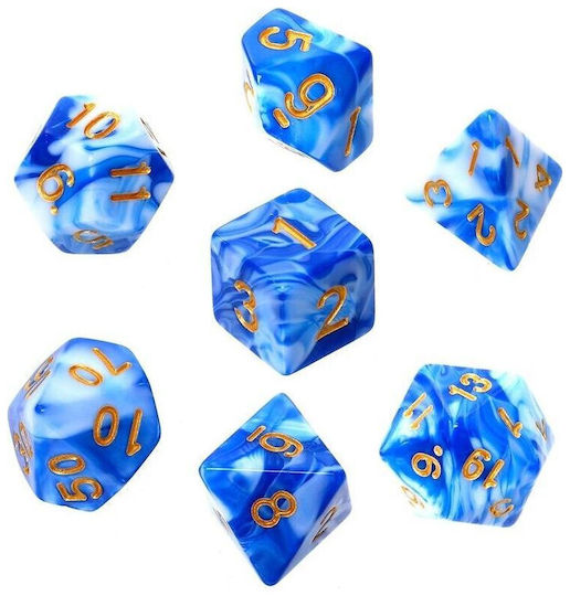 Rebel Rpg Dice Set Two-Tone Blue-White Gold Numbers
