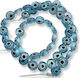 Glasauge 8mm Flach Himmelblau 48Stück