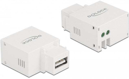 Delock Keystone Module USB Type-A Charging Port 2.1 A White Flat White USB A Terminal Female Female