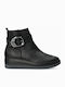 Leder Stiefeletten Damen Schwarz