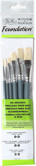 Winsor & Newton 5295025 Art Brushes Set Assorted Synthetic 6 Pieces