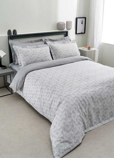 Vesta Home Σετ Παπλωματοθήκη Geneva Βαμβακοσατέν 230x240cm Υπέρδιπλη με 2 Μαξιλαροθήκες Γκρι
