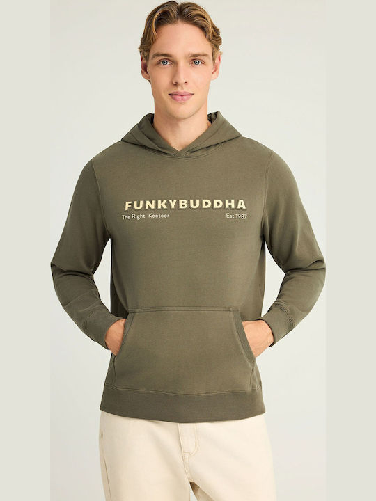 Funky Buddha Φούτερ με Κουκούλα Dusty Olive Green