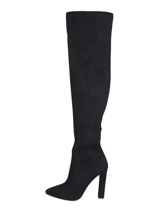 Suede High Heel Women's Boots Black