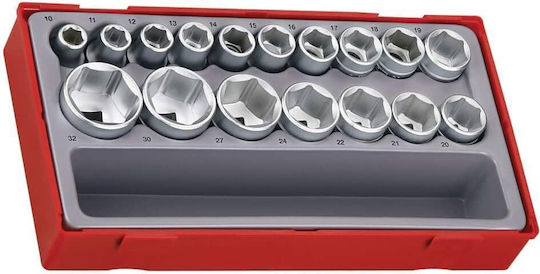 Teng Tools Nüsse mit Vierkant-Antrieb 1/2" Set 17Stück