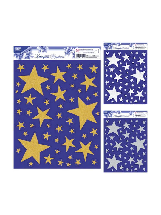 Αυτοκόλλητα Lebez Christmas Glitter Αστέρια Παράθυρο 30x37cm 1τμχ Τυχαίο 3304