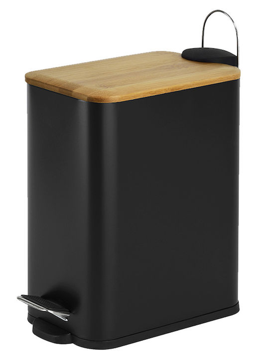 Eurocasa Bamboo Καλαθάκι Μπάνιου Soft Close 5lt Μαύρο
