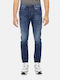 Men's Jeans Pants Cropped Elastic Blue