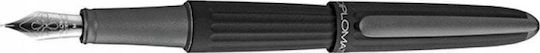 Diplomat Aero Πένα Γραφής Medium 0.8mm Μαύρη από Αλουμίνιο με Μαύρο Μελάνι