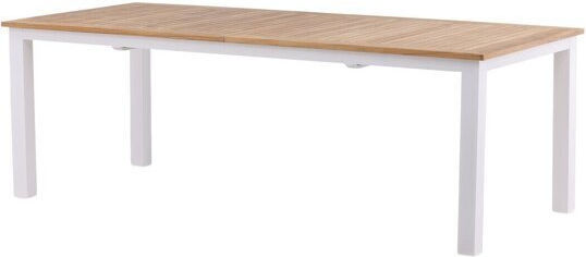 Garden & Terrace Table Teak with Metal Frame Dallas Light Wood Shade White 100x75cm