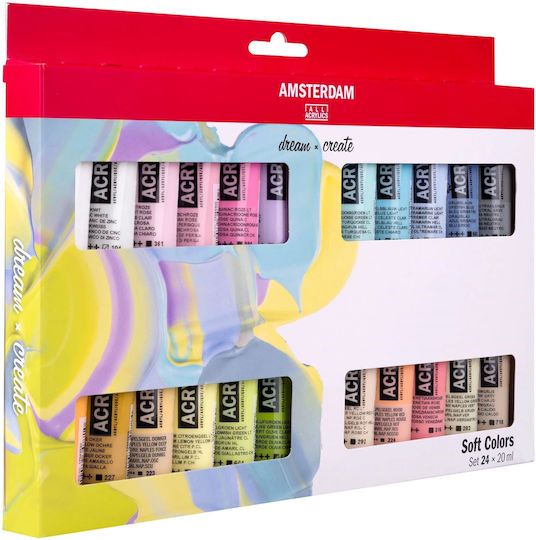 Amsterdam Standard Series Акрилни Бои Комплект Меки Цветове 24 X