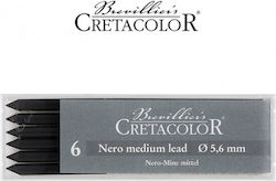 Cretacolor 6 Nero Пълнители За Механични Моливи 5,6 мм Средни